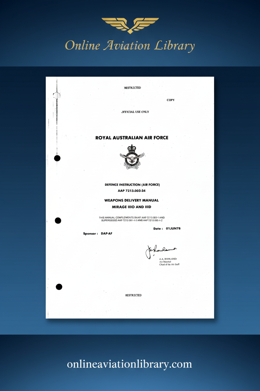 RAAF Mirage IIIO and IIID Weapons Delivery Manual Standard Cover Page 2