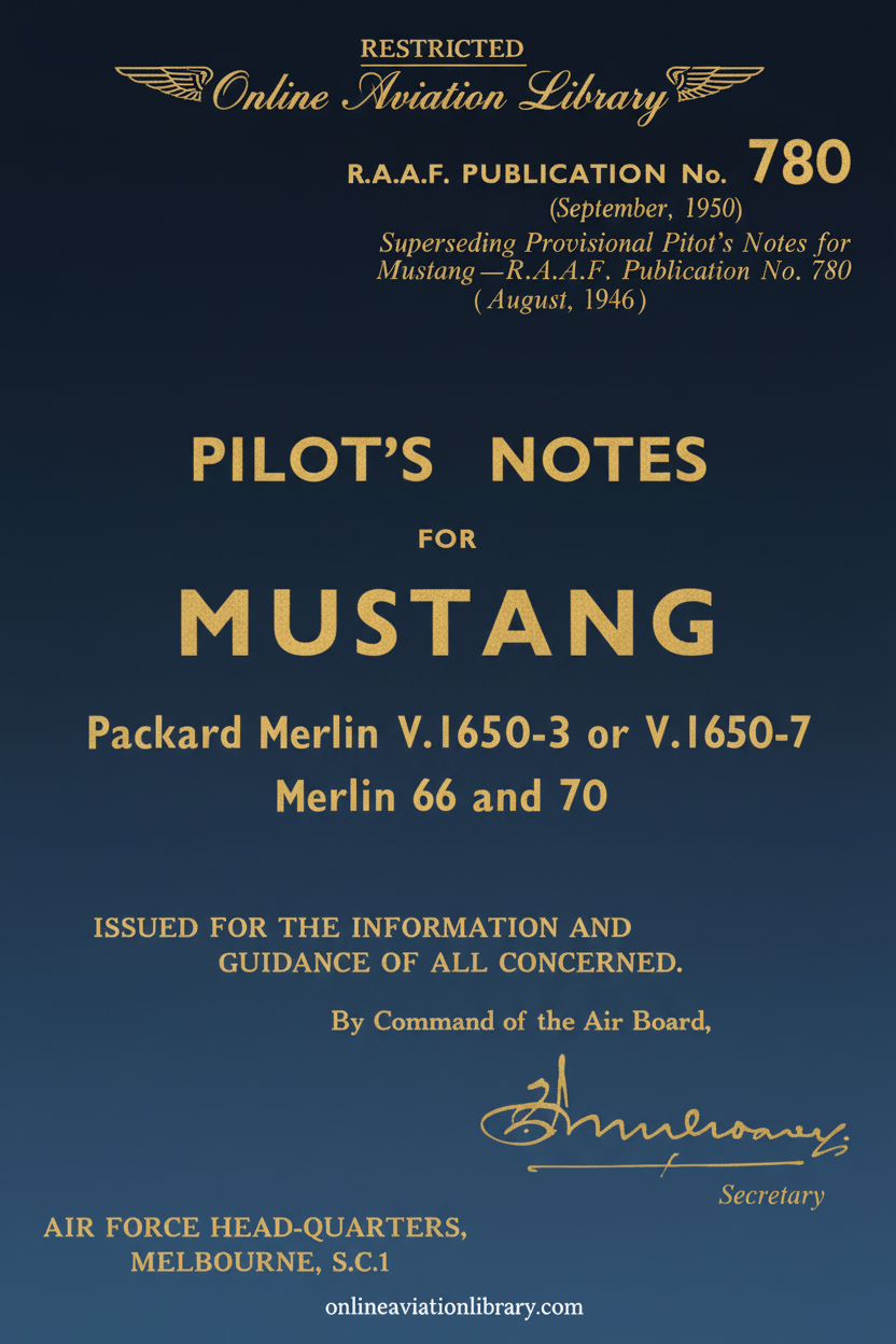 RAAF Mustang Pilot's Notes Cover Page