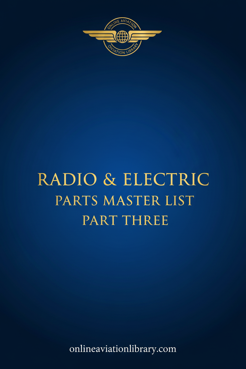 Radio & Electric Parts Master List Standard Cover Page