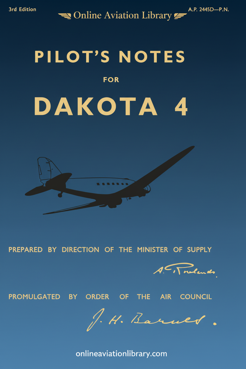 RAF Dakota 4 Pilot's Notes Cover Page