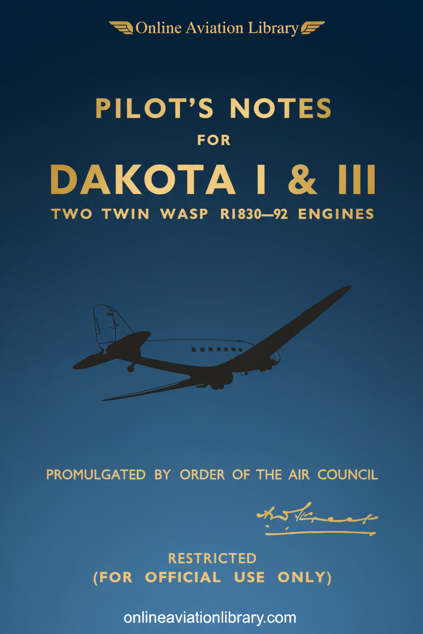 RAF Dakota I & III Pilot's Notes Cover Page