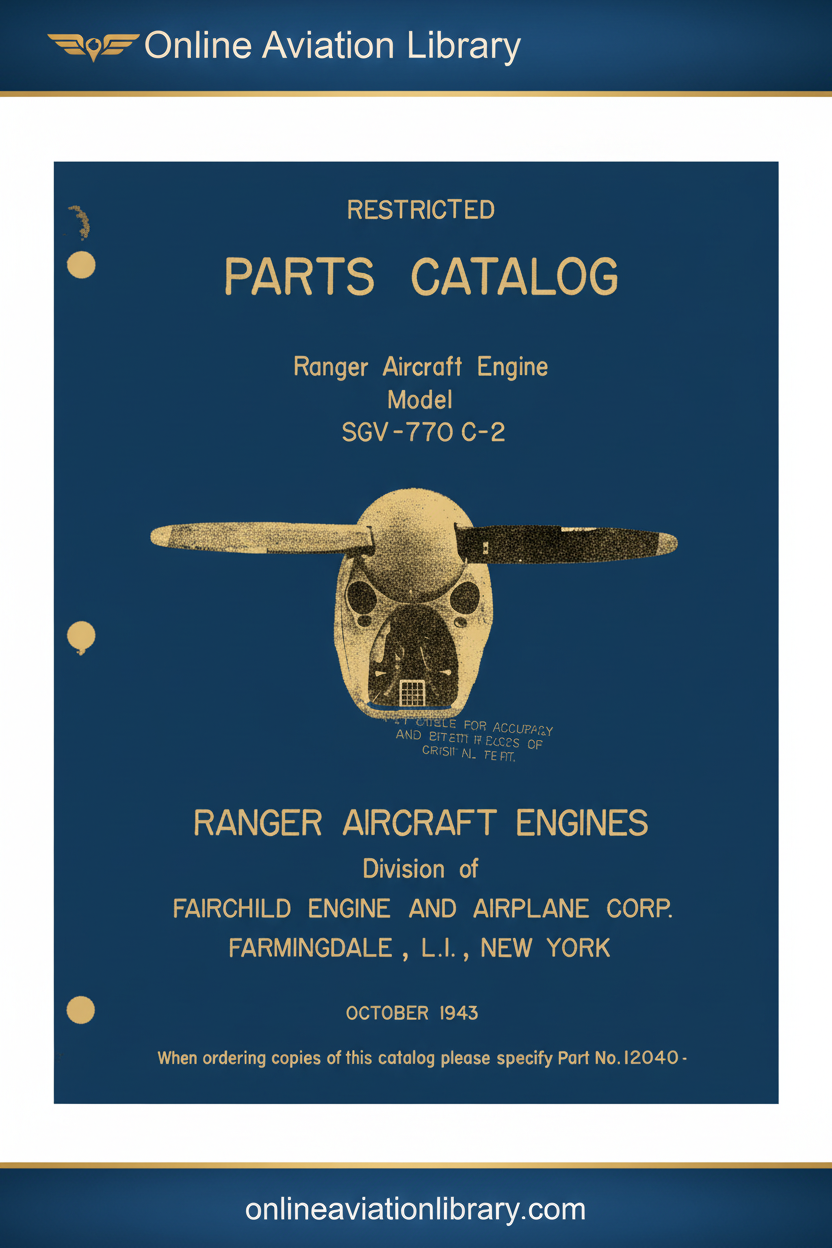 Ranger SGV-770 Parts Catalog Cover Page Blue