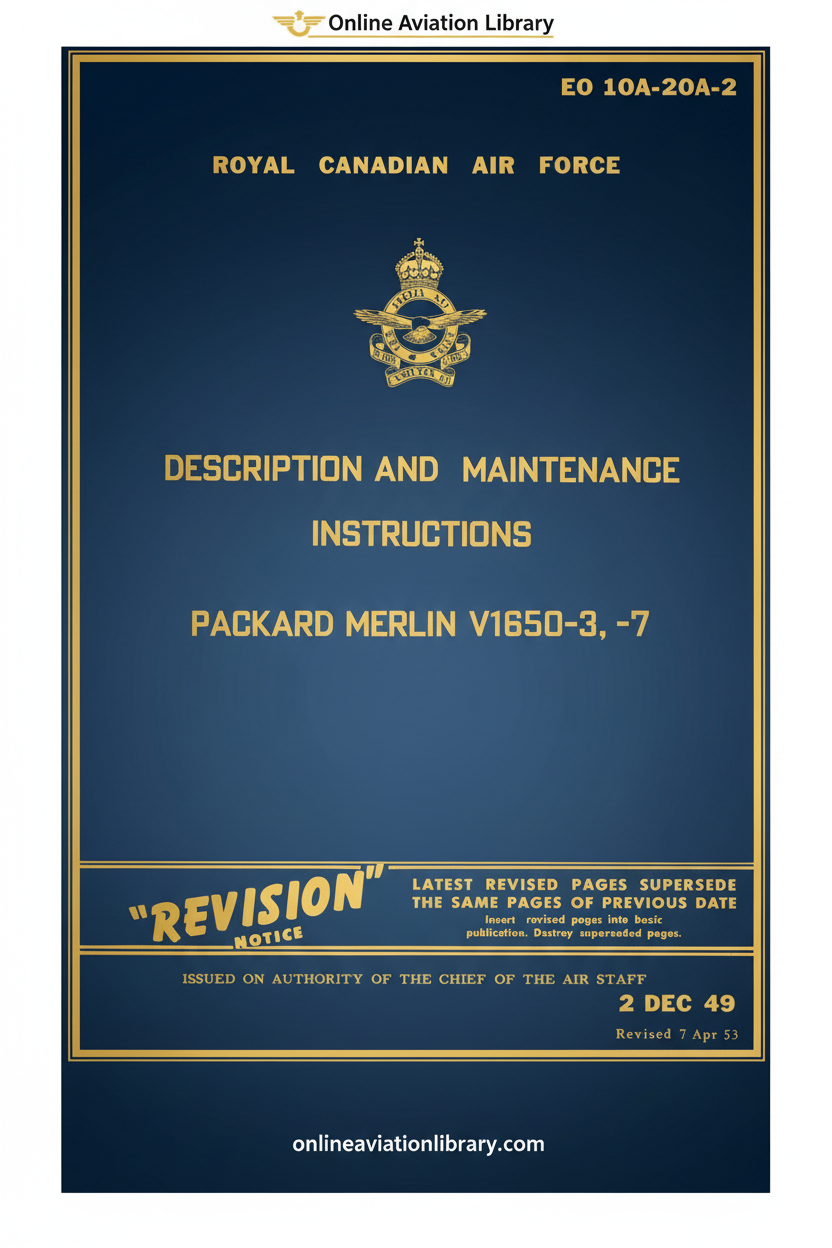 RCAF Packard Merlin V1650 Manual Cover Page