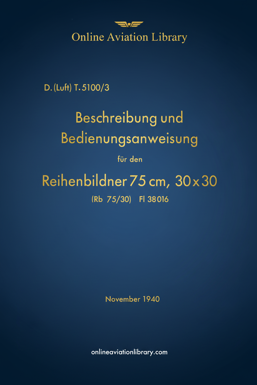 Reihenbildner 75 cm Aerial Camera Manual Cover Page