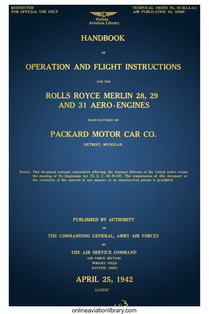 Rolls Royce Merlin Handbook Cover Page