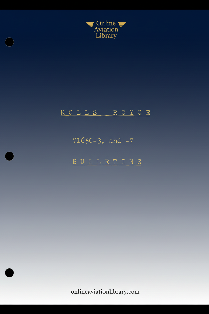 Rolls-Royce V1650 Bulletins Cover Page