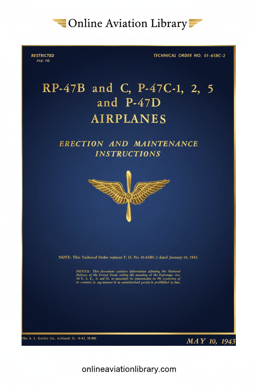 RP-47B C and P-47C P-47D Erection and Maintenance Instructions Cover