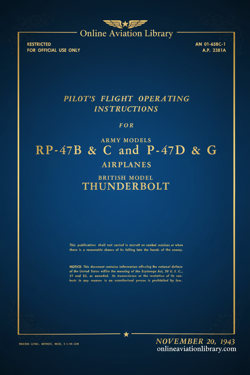 RP-47B C and P-47D G Flight Operating Instructions Cover