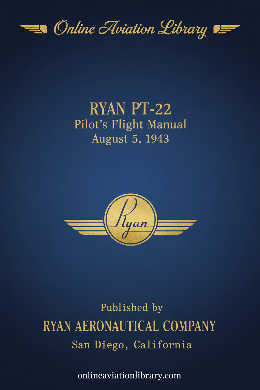 Ryan PT-22 Pilot's Flight Manual Cover Page