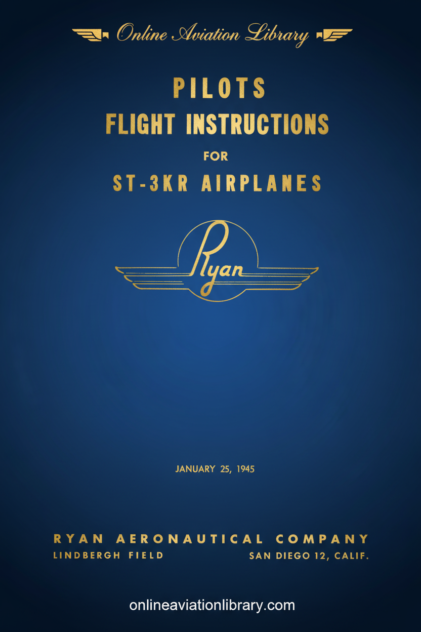 Ryan ST-3KR Pilot's Flight Instructions Cover Page