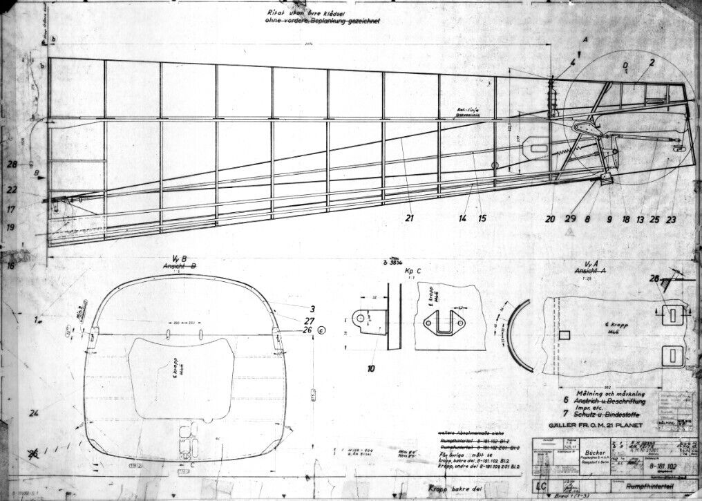 Bucker 181 " Bestmann" Aircraft Blueprints Engineering Construction Drawings - Download
