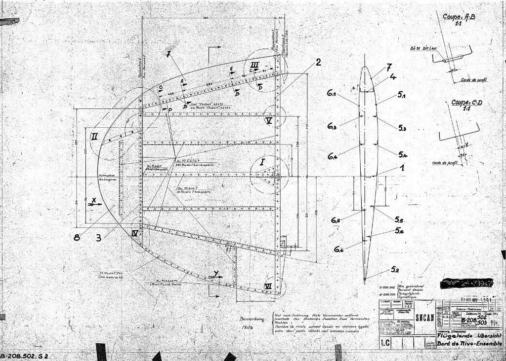 Messerchmitt Bf / Me 208 - Nord 1102 Noralpha Aircraft Blueprints Engineering Construction Drawings - Download
