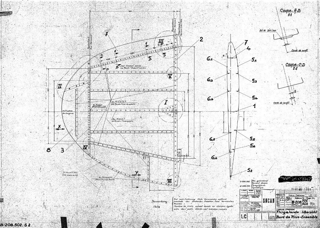 Messerchmitt Bf / Me 208 - Nord 1102 Noralpha Aircraft Blueprints Engineering Construction Drawings - Download