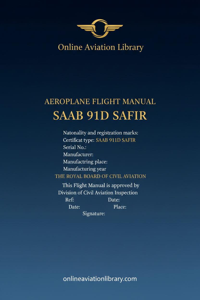 SAAB 91D Safir Flight Manual Standard Cover Page