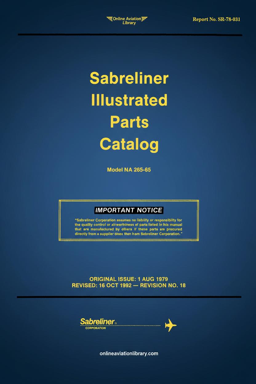 Sabreliner Illustrated Parts Catalog Cover Page