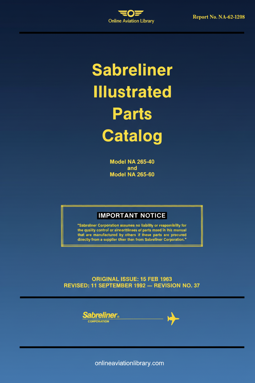 Sabreliner Illustrated Parts Catalog Cover Page