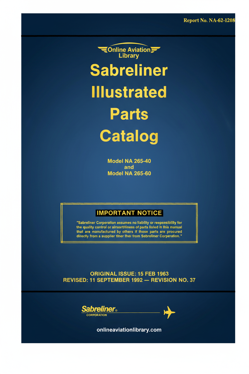Sabreliner Illustrated Parts Catalog Cover Page