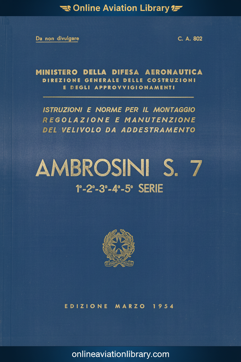 SAI Ambrosini S.7 Cover Page 2 - Maintenance Manual 1954