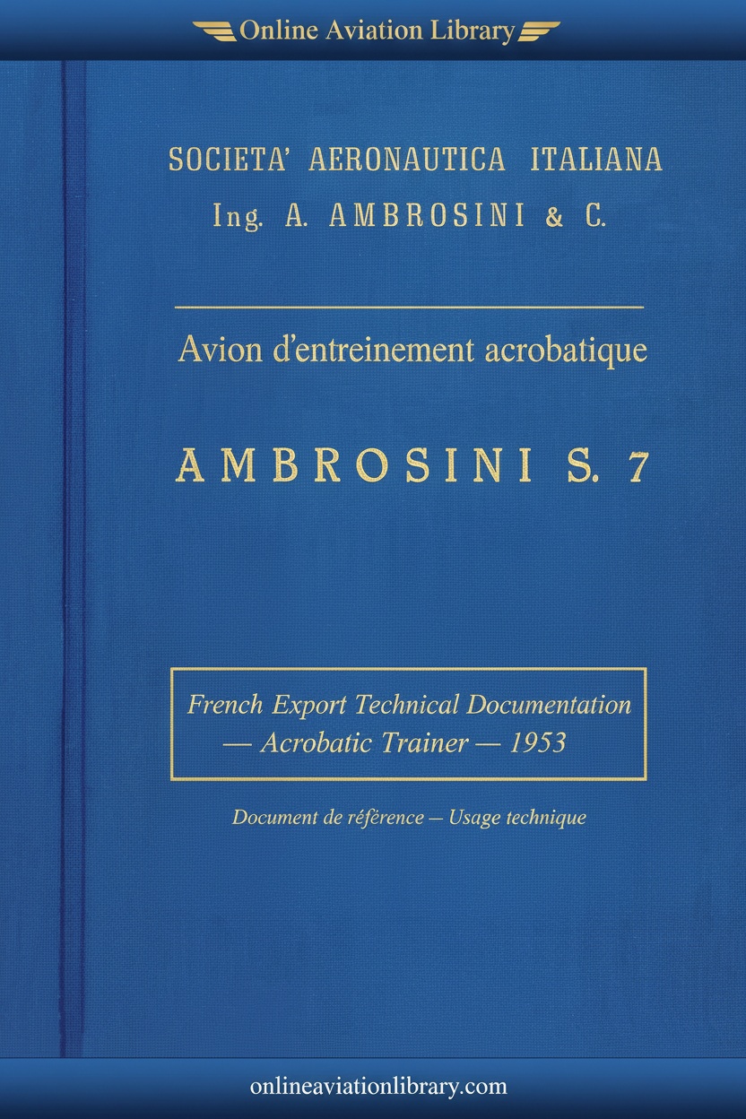 SAI Ambrosini S.7 Cover Page 4 - French Export Document 1953