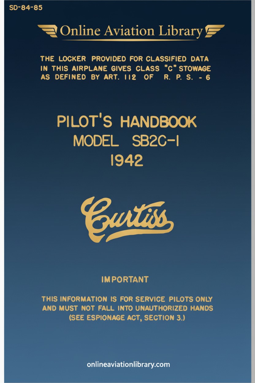 SB2C-1 Pilot's Handbook Cover Page