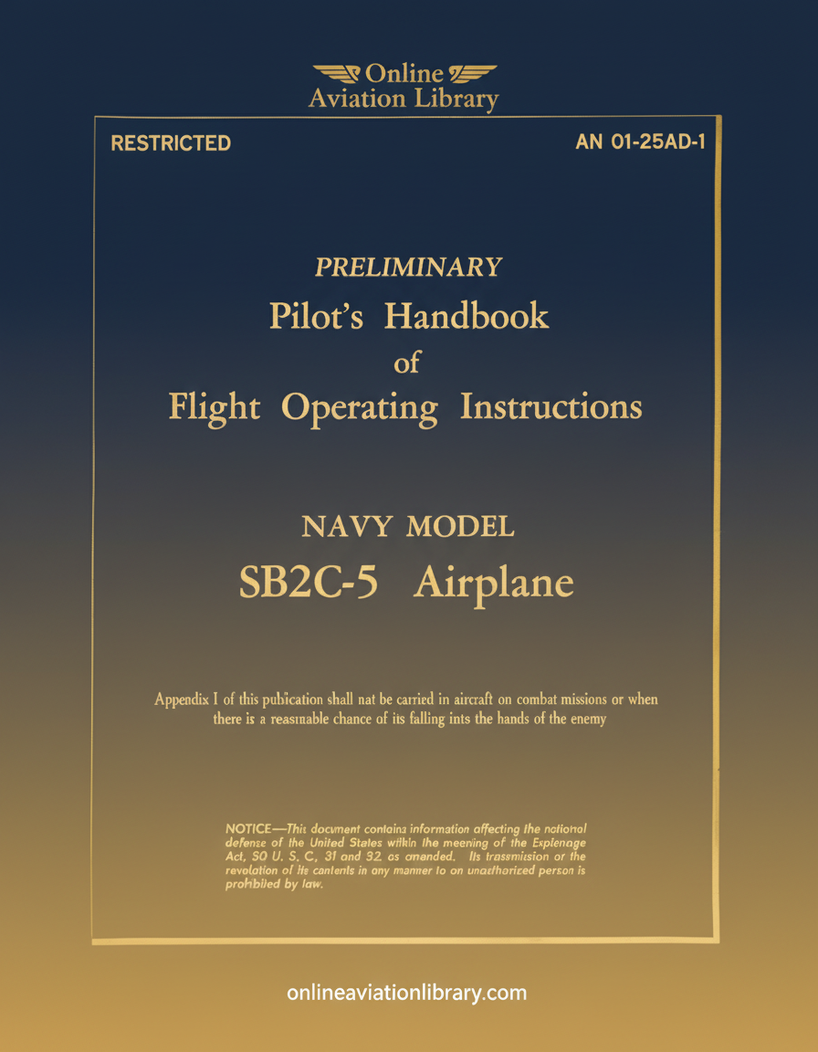 SB2C-5 Preliminary Pilot's Handbook Cover Page