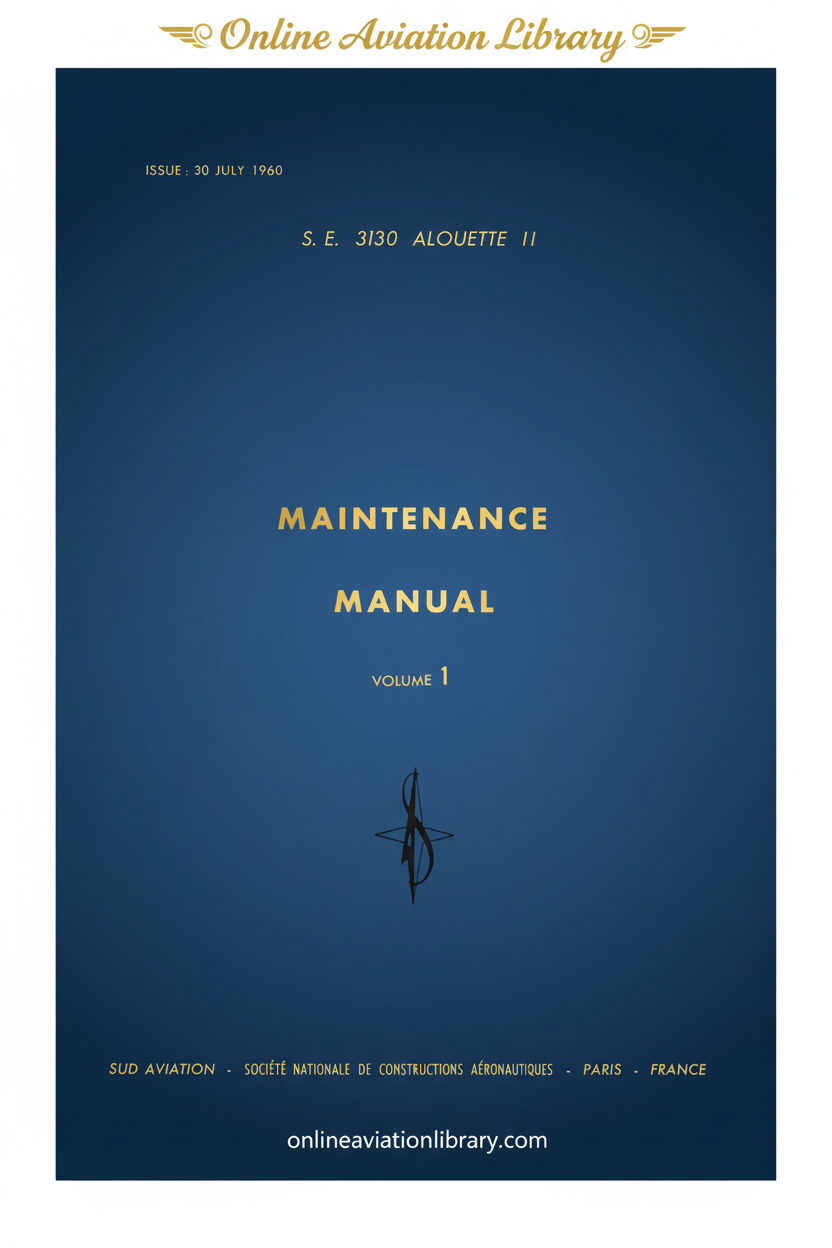 SE 3130 Alouette II Maintenance Manual Volume 1 Cover