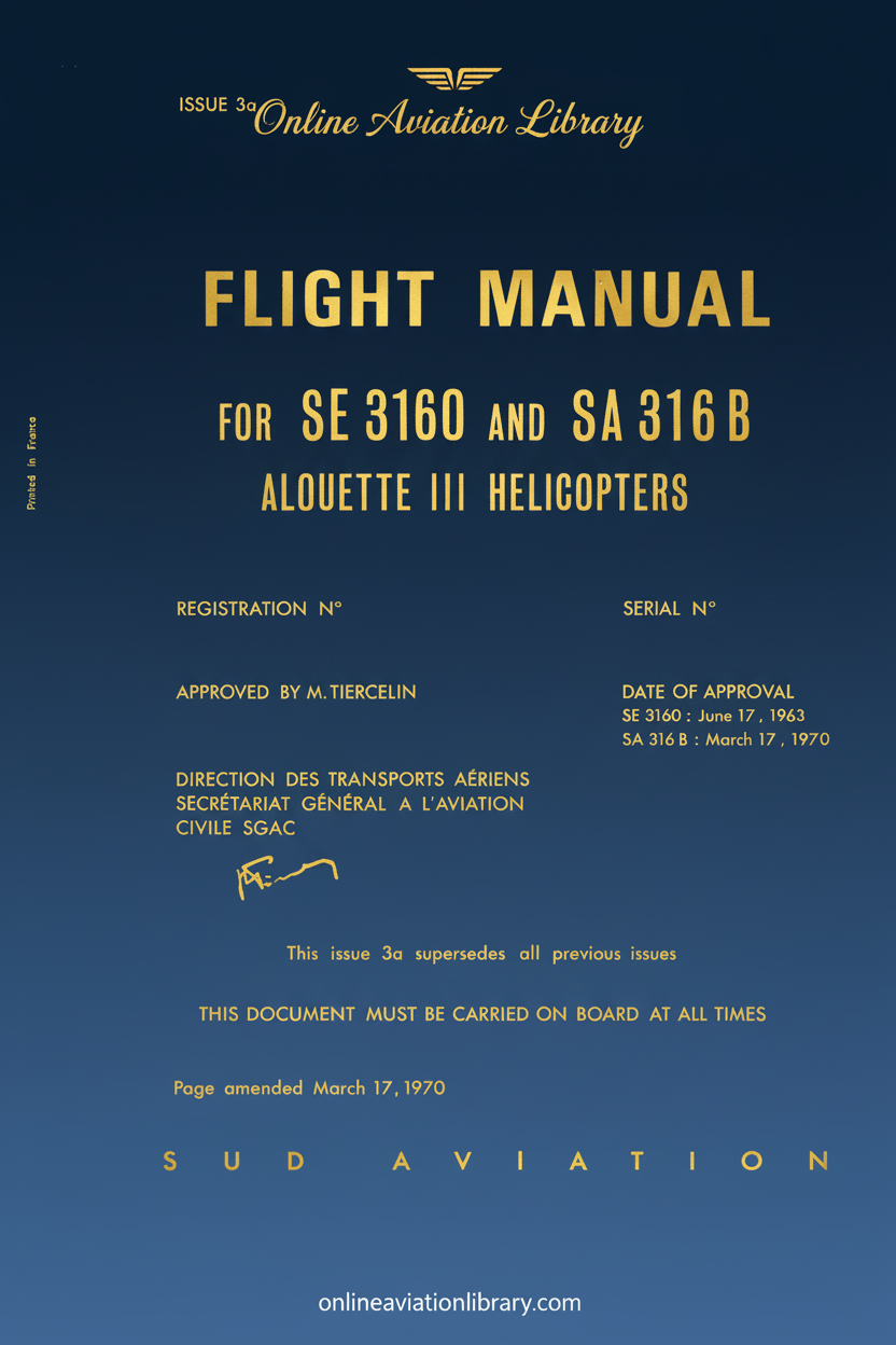 SE 3160 and SA 316B Alouette III Flight Manual Cover