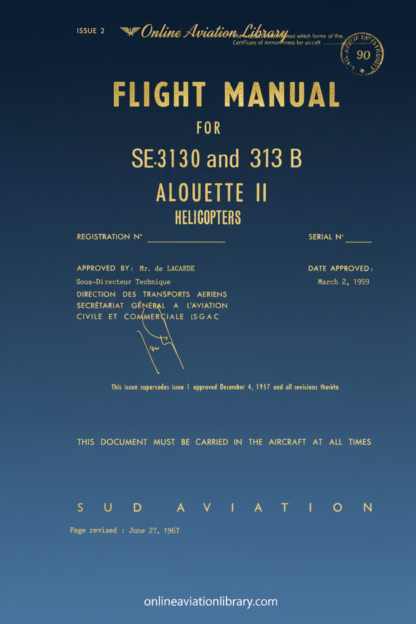 SE3130 and 313 B Alouette II Flight Manual Cover