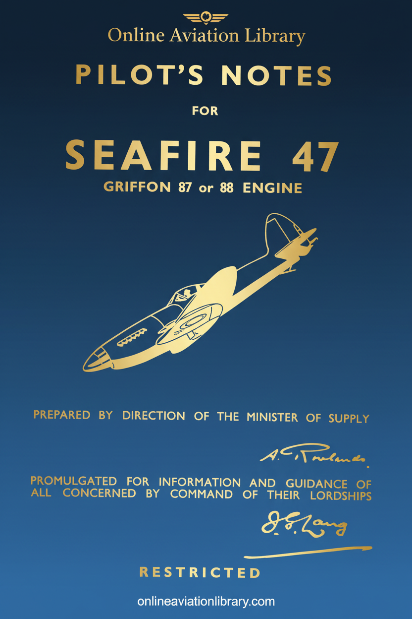 Seafire 47 Pilot's Notes Cover Page