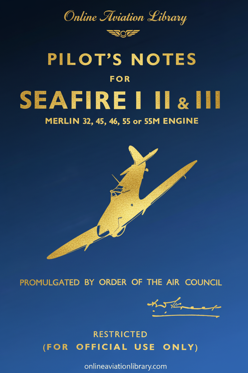 Seafire I II & III Pilot's Notes Cover Page