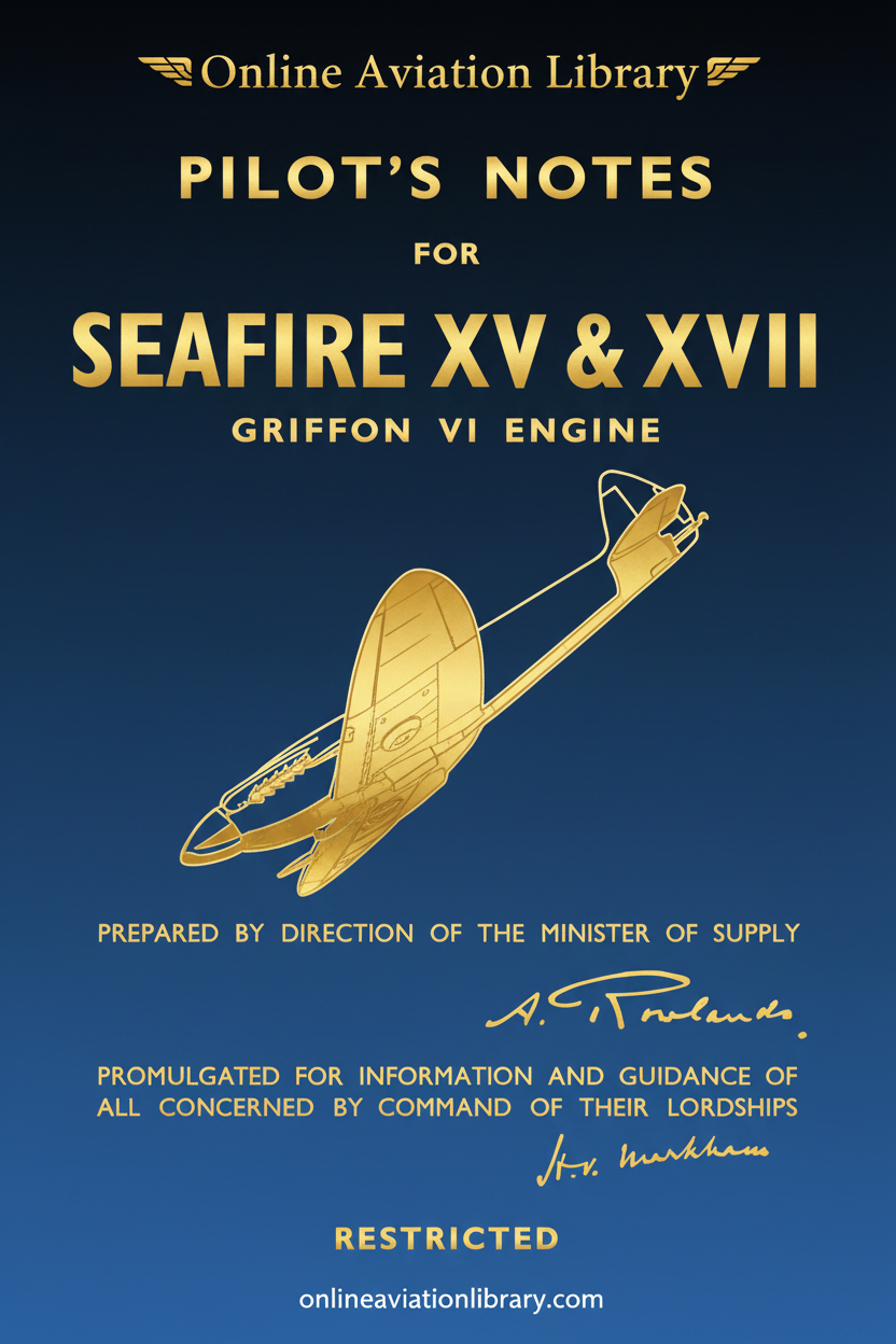 Seafire XV & XVII Pilot's Notes Cover Page