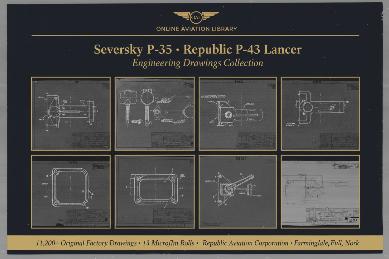 Seversky P-35 · Republic P-43 Lancer — Blueprint Sample Card