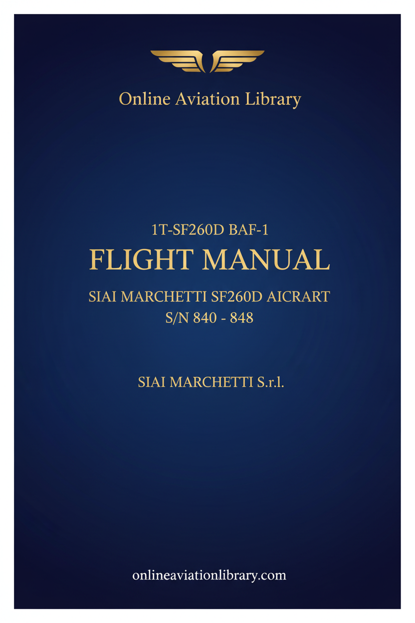 SF-260D Flight Manual Belgian Air Force Cover