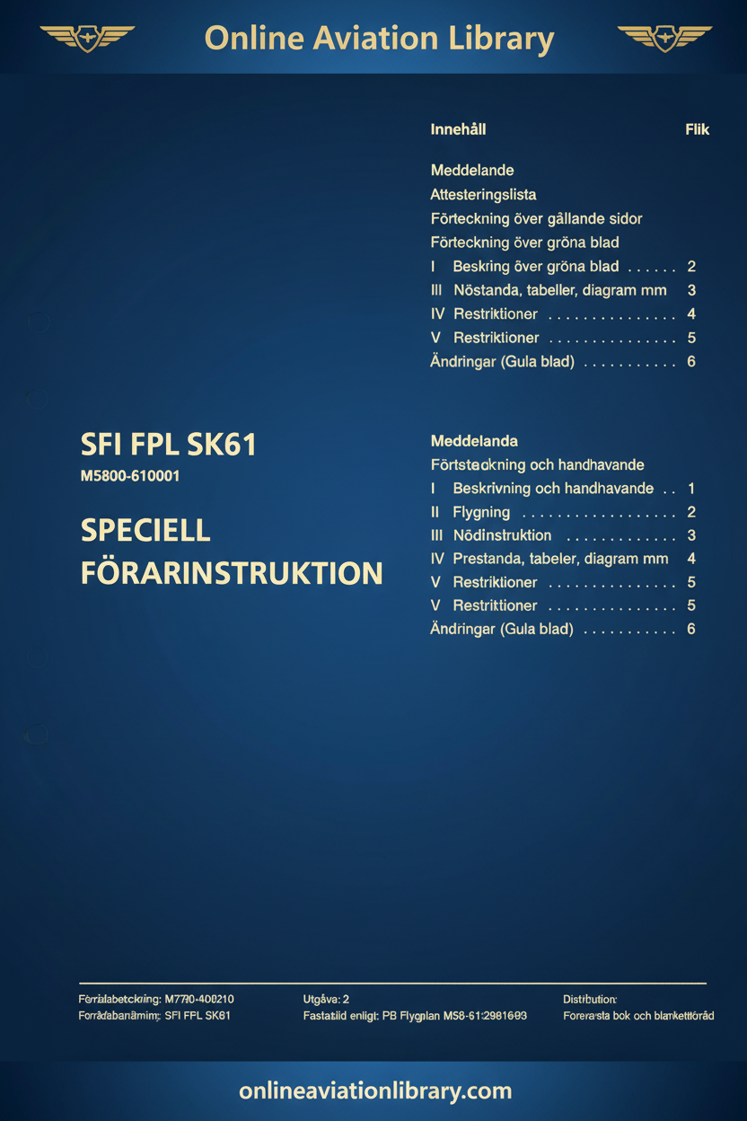 SFI FPL SK61 — Speciell Förarinstruktion Cover Page