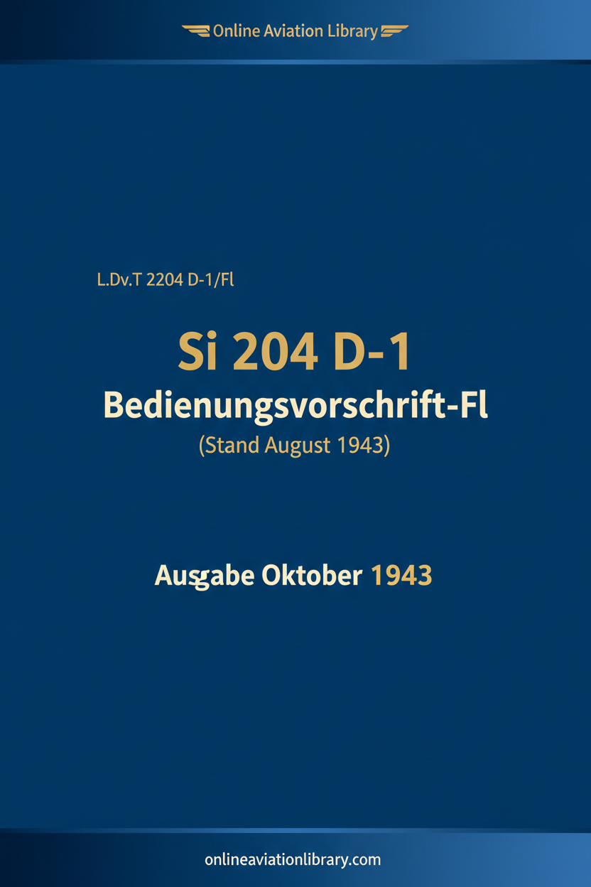 Si 204 D-1 Bedienungsvorschrift-Fl Standard Cover Page 1 - Text Only
