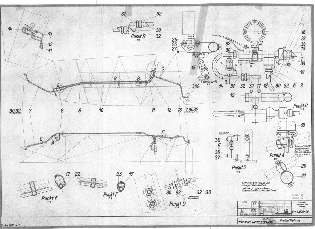 Bücker Bü 25 Aircraft Engineering Drawings - Original Blueprints Digital Download