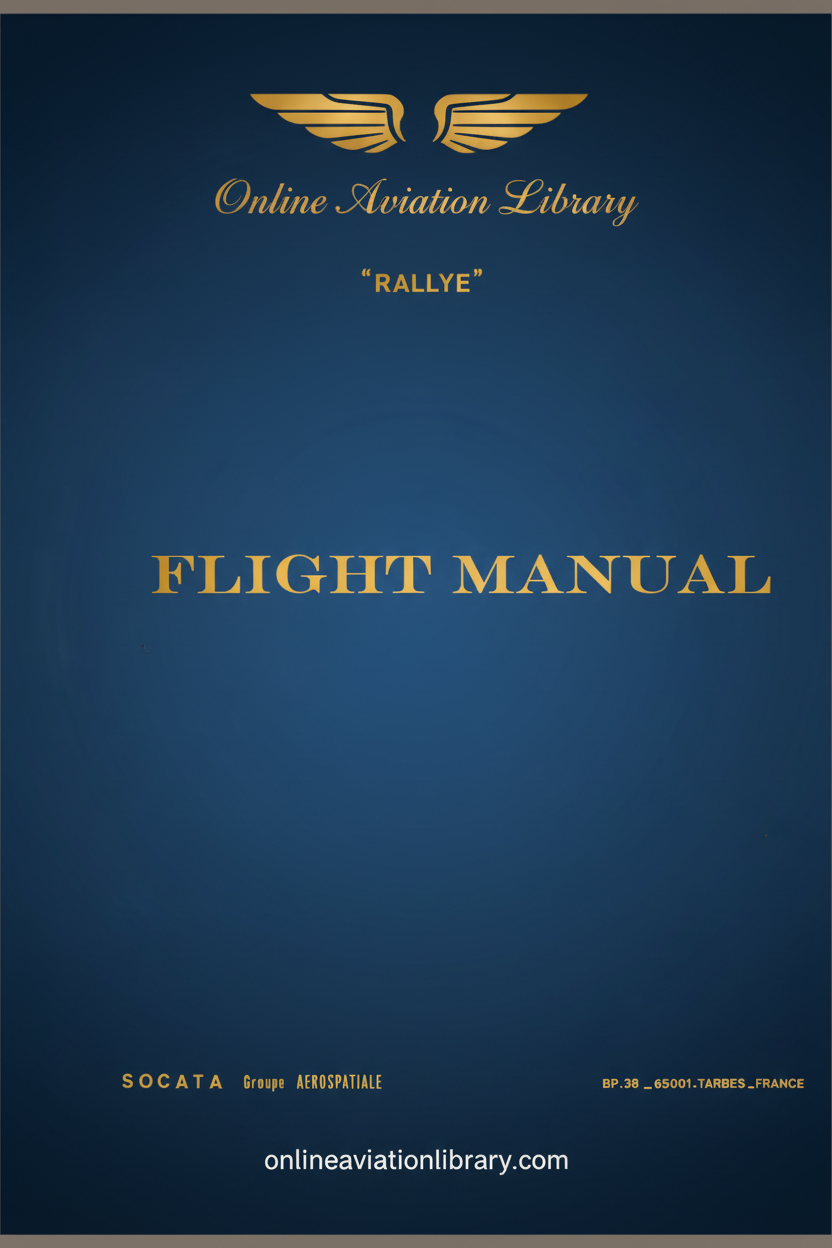 SOCATA Rallye Flight Manual Standard Cover Page