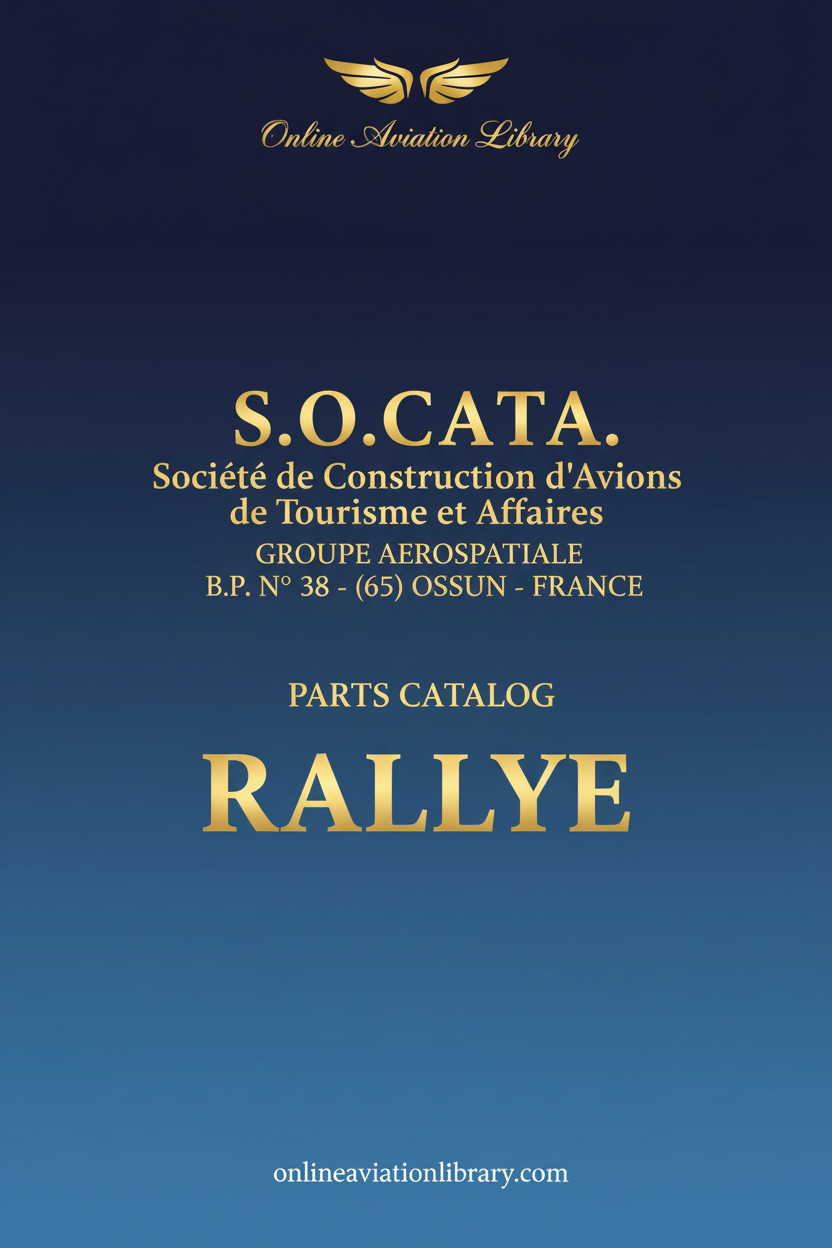 SOCATA Rallye Parts Catalog Standard Cover Page