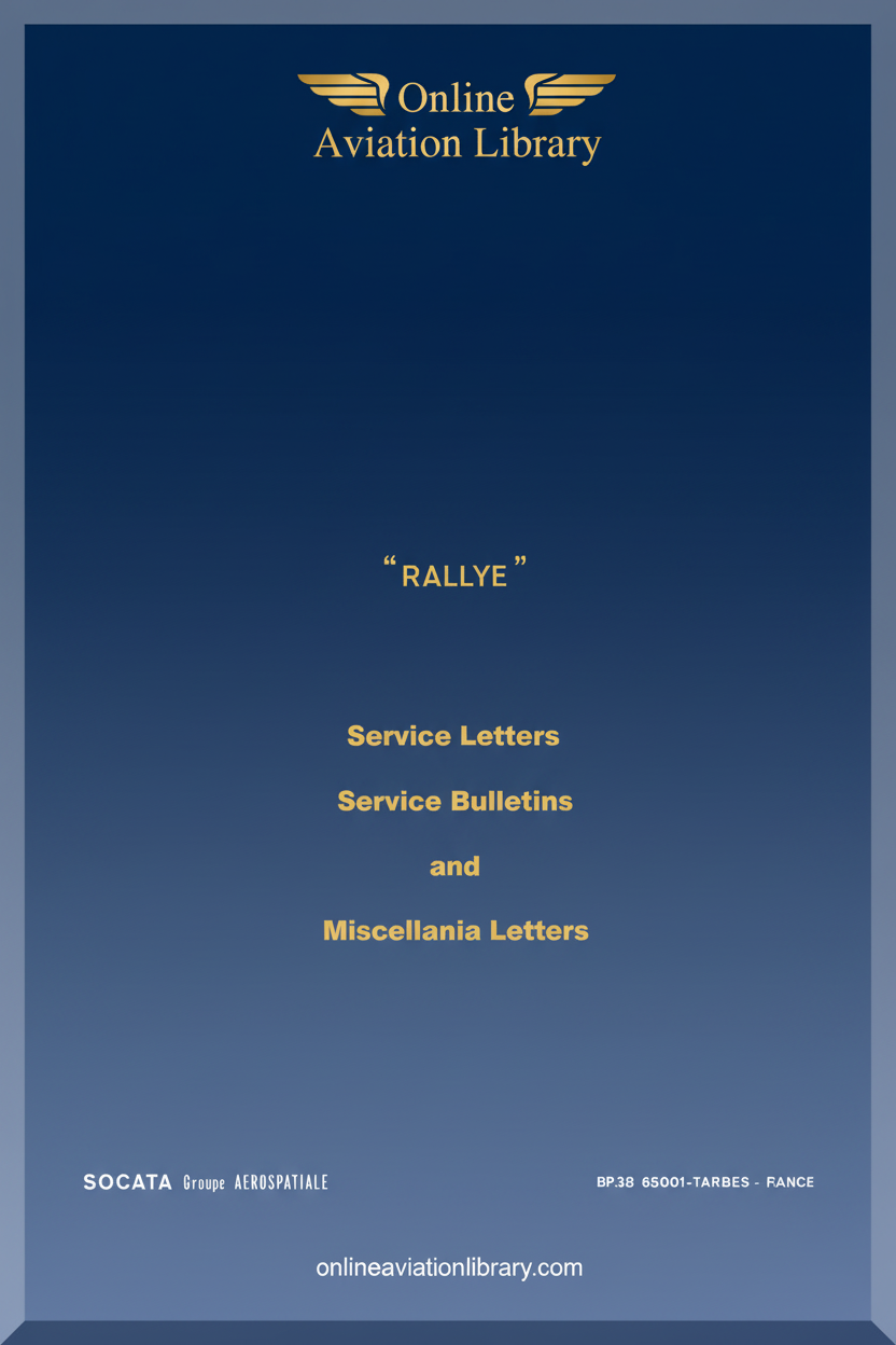 SOCATA Rallye Service Letters Standard Cover Page