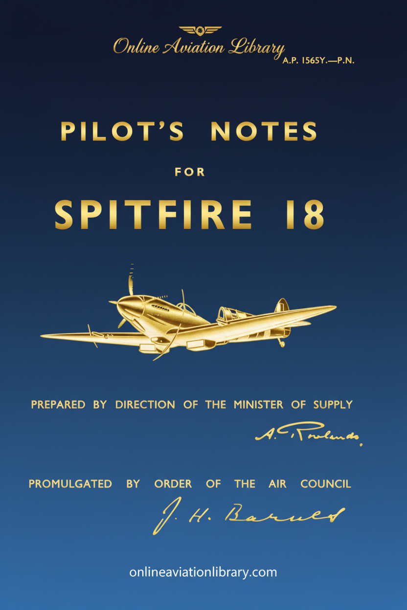 Spitfire 18 Pilot's Notes Cover Page