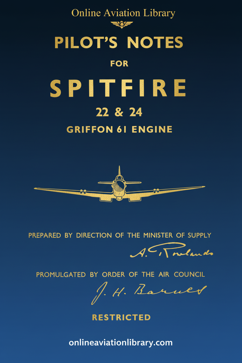 Spitfire 22 & 24 Pilot's Notes Cover Page