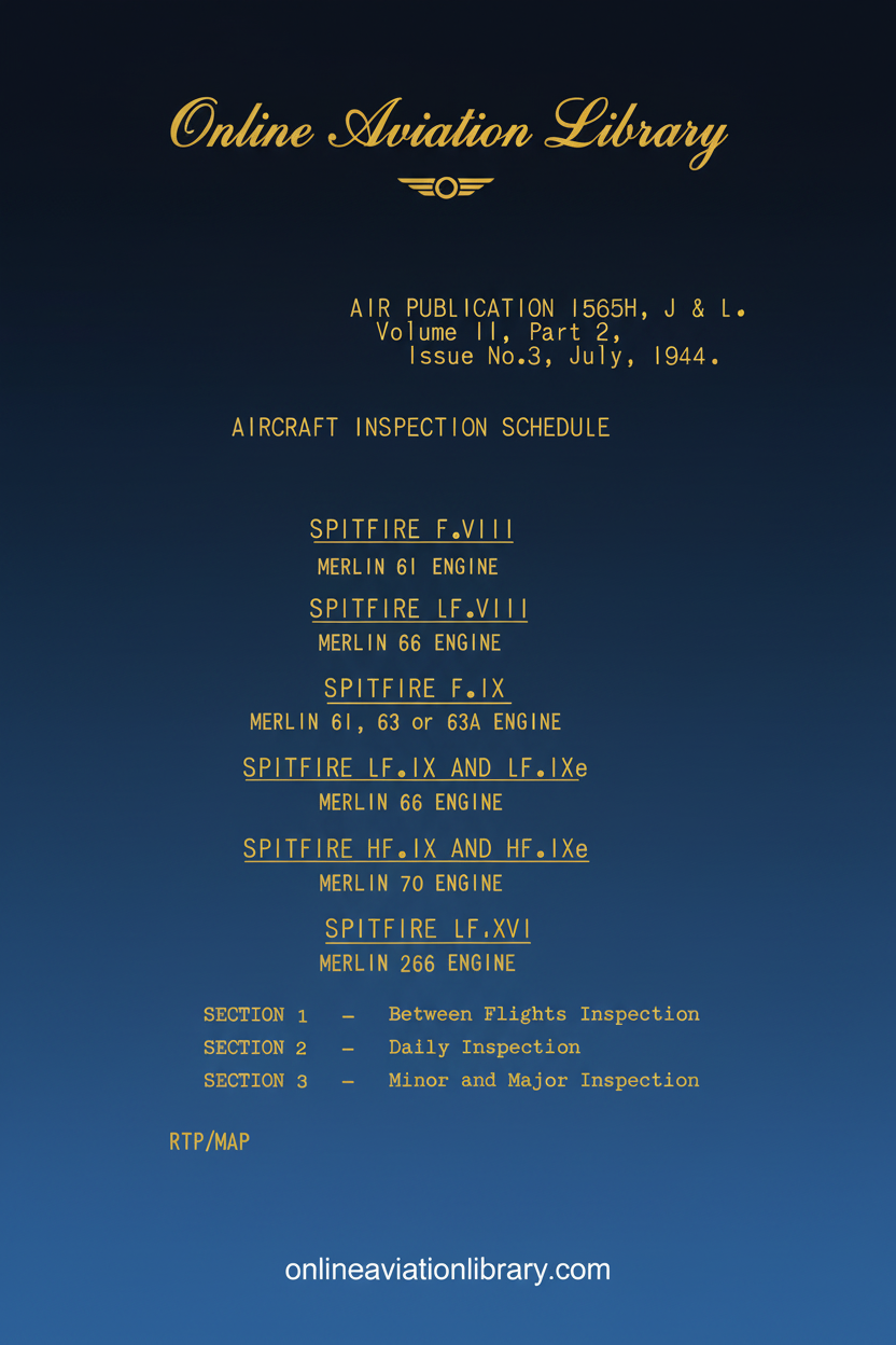 Spitfire Aircraft Inspection Schedule Cover Page