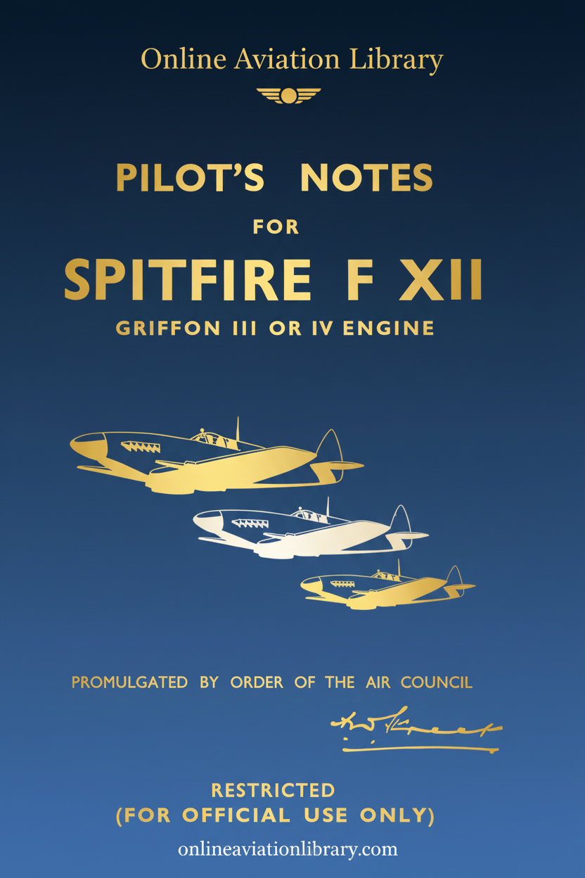 Spitfire F XII Pilot's Notes Cover Page