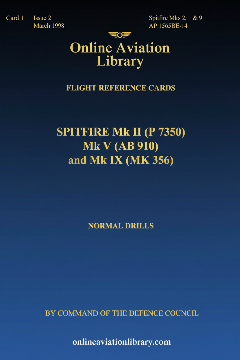 Spitfire Flight Reference Cards Cover Page