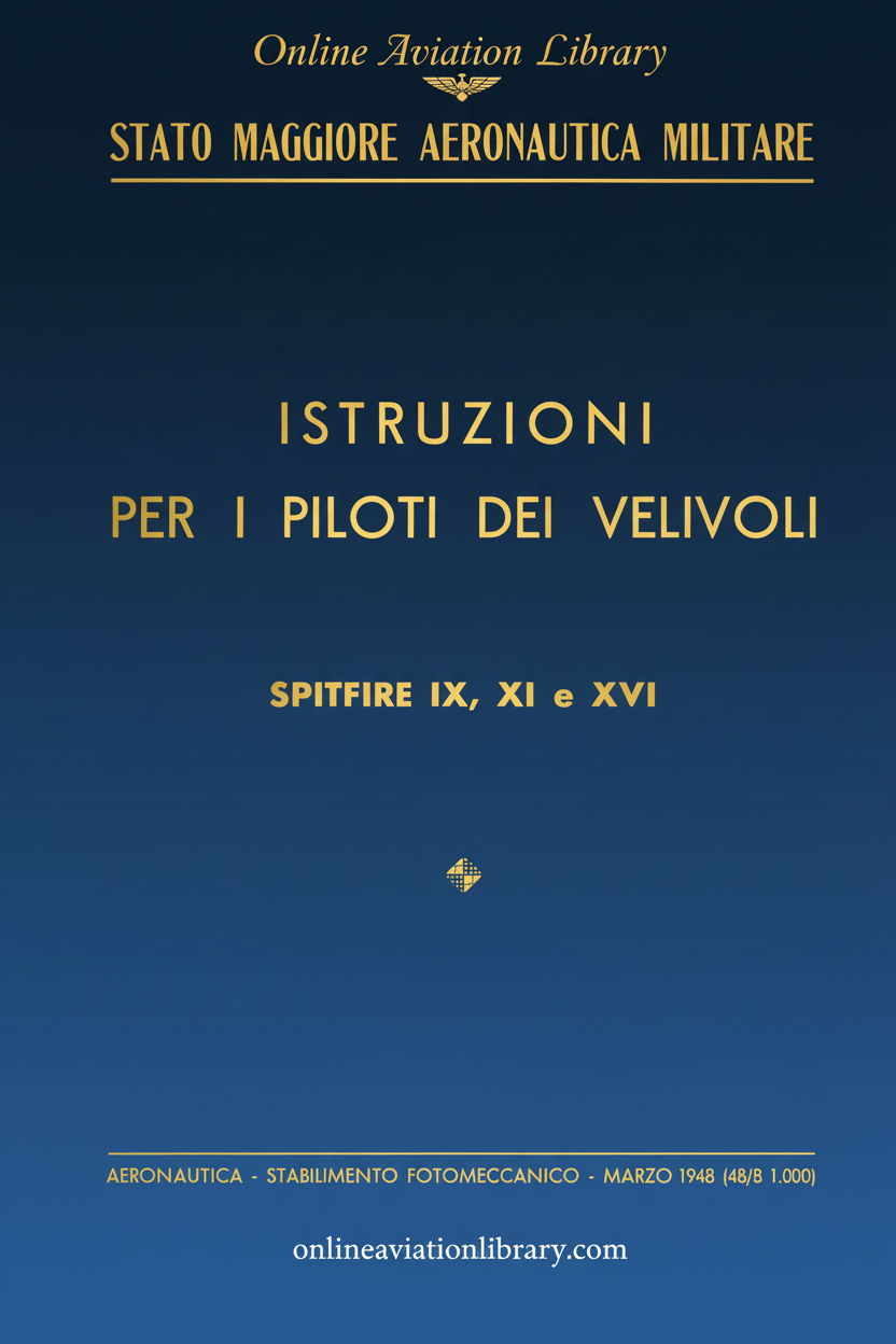 Spitfire IX, XI e XVI Italian Pilot Instructions Cover Page