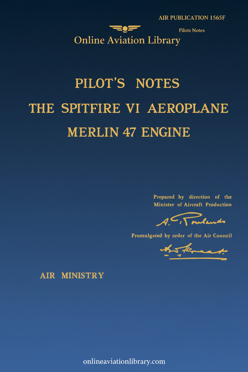 Spitfire VI Pilot's Notes Cover Page