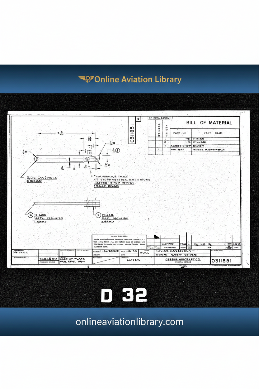 Standard Blueprints Cover - Cessna Hinge Assembly Door Stop Outer