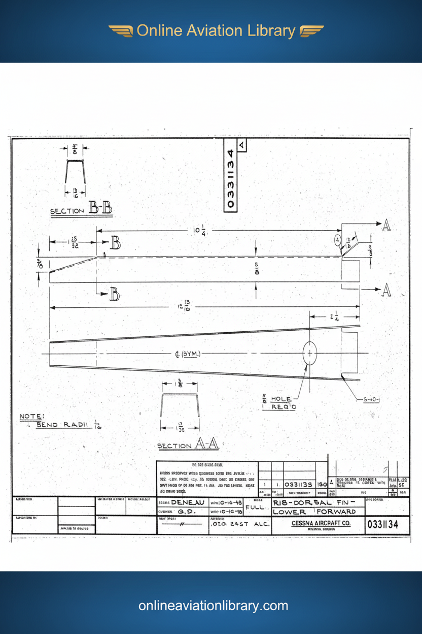 Standard Blueprints Cover - Cessna Rib Dorsal Fin Lower Forward