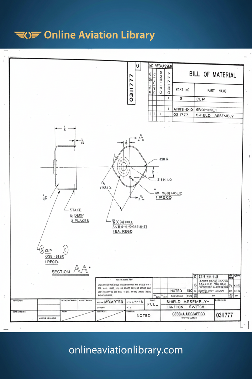 Standard Blueprints Cover - Cessna Shield Assembly Ignition Switch