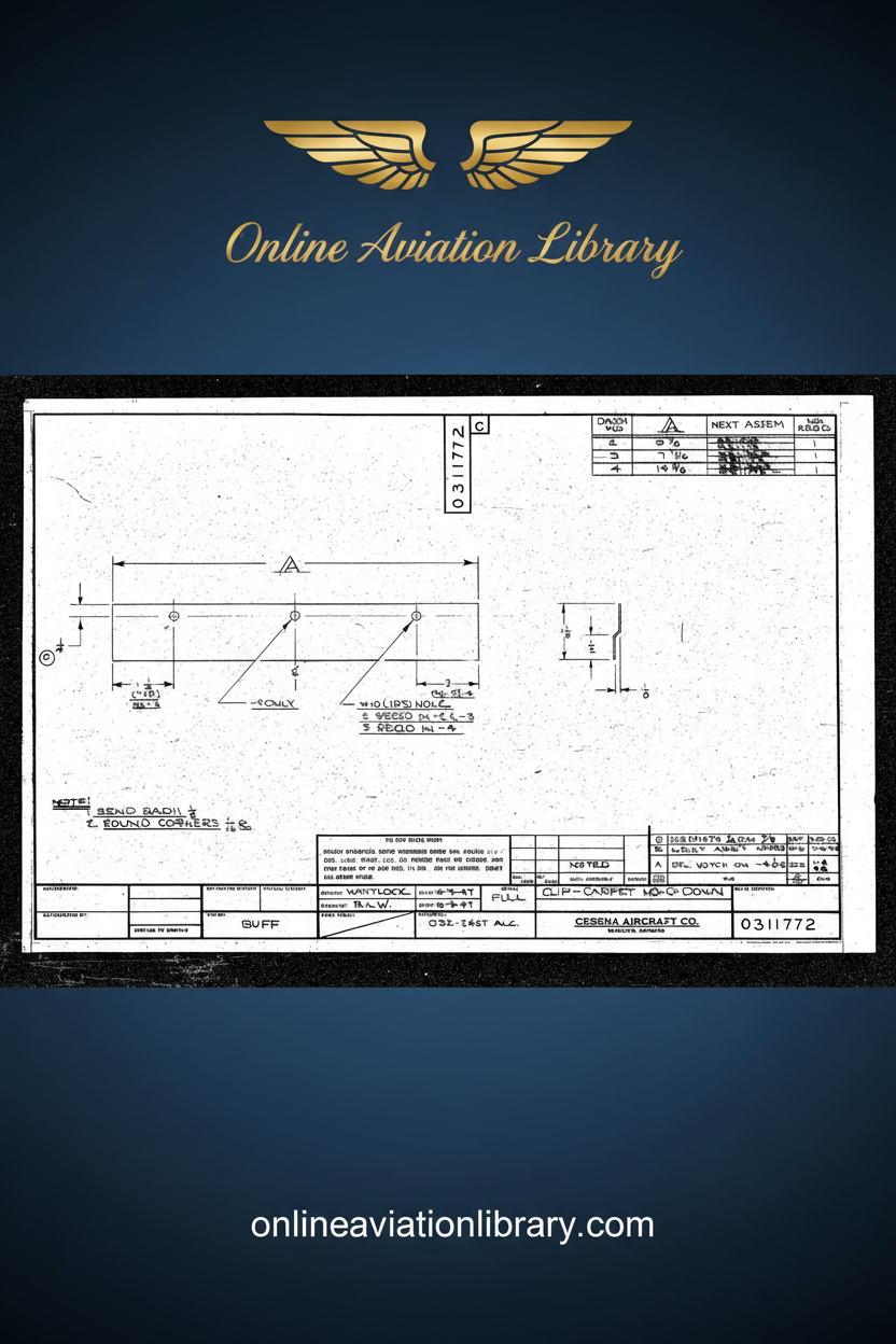 Standard Blueprints Cover Page - Cessna Engineering Drawing